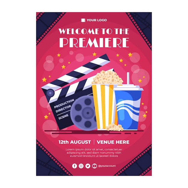 Free vector hand drawn movie premiere poster