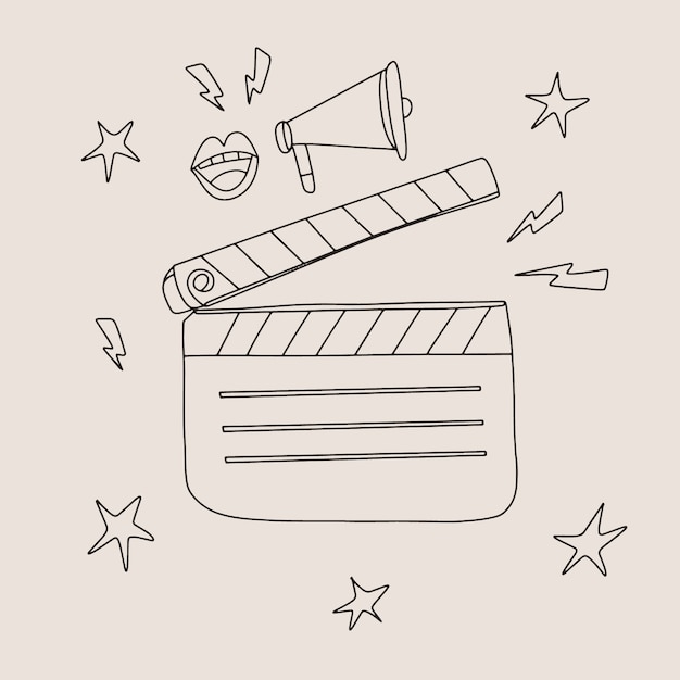 Hand drawn movie theater drawing illustration