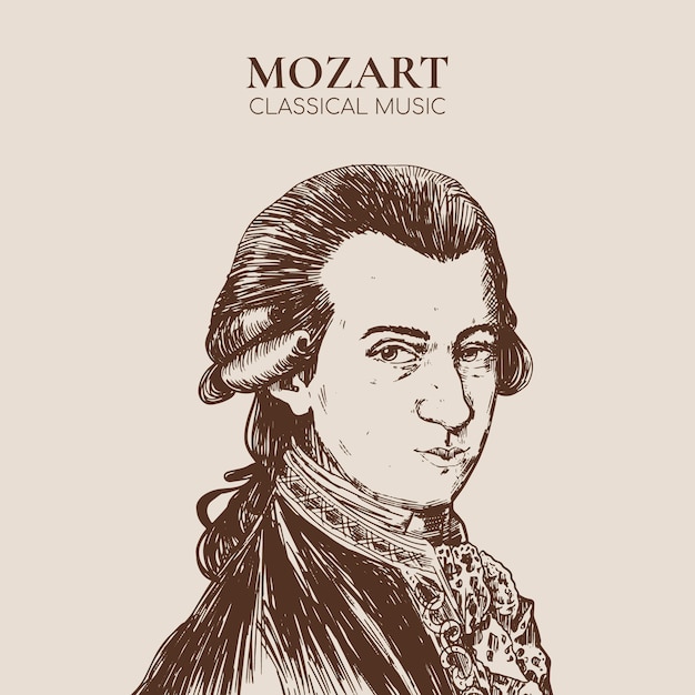 Free Vector hand drawn mozart  illustration