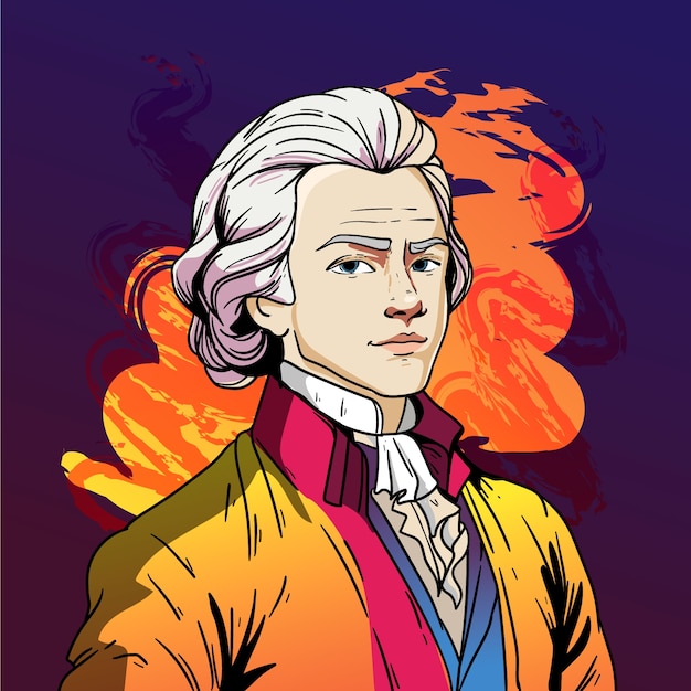 Free Vector hand drawn mozart illustration