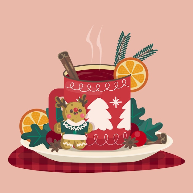 Hand drawn mulled wine illustration