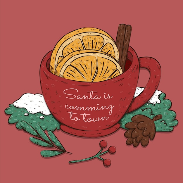 Hand drawn mulled wine illustration