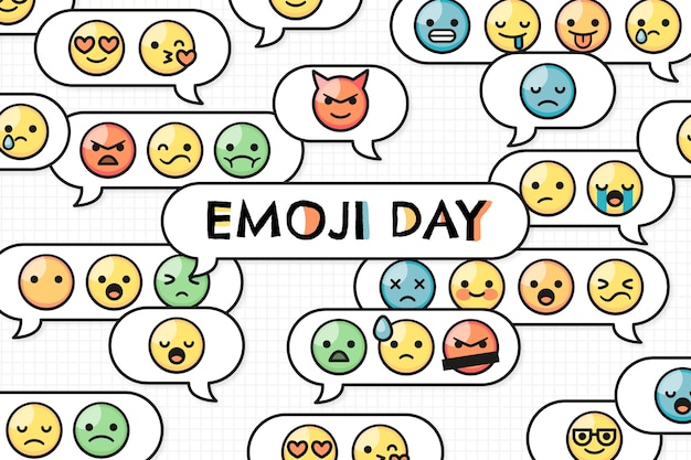 Free Vector hand drawn multicolor world emoji day background