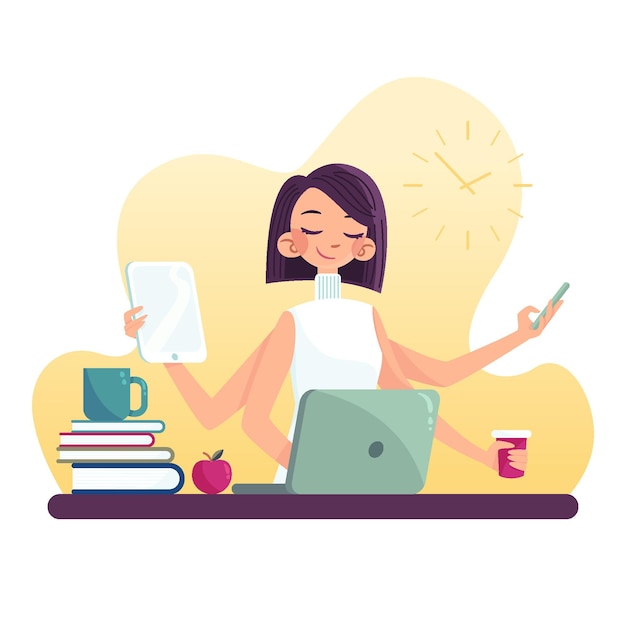 Free Vector hand drawn multitask business woman