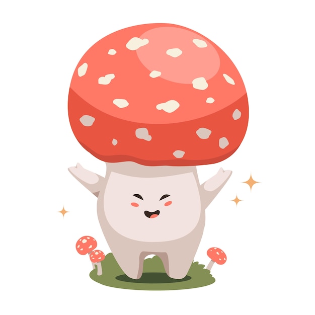 Free vector hand drawn mushroom cartoon illustration