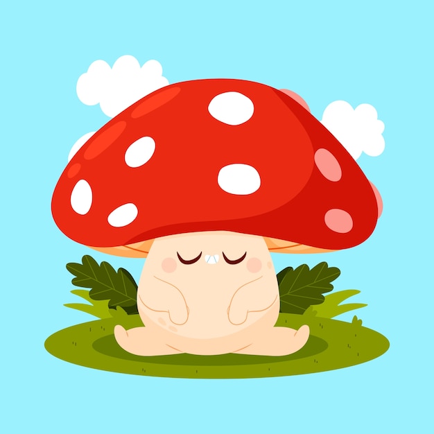 Free vector hand drawn mushroom cartoon illustration