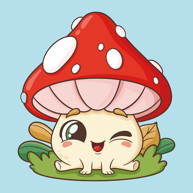 Free vector hand drawn mushroom cartoon illustration