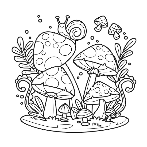 Hand drawn mushroom  illustration