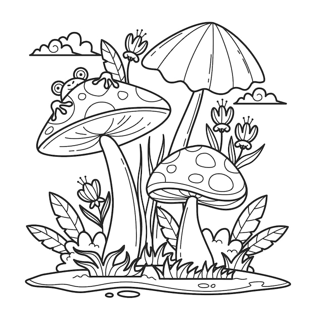 Free Vector hand drawn mushroom illustration