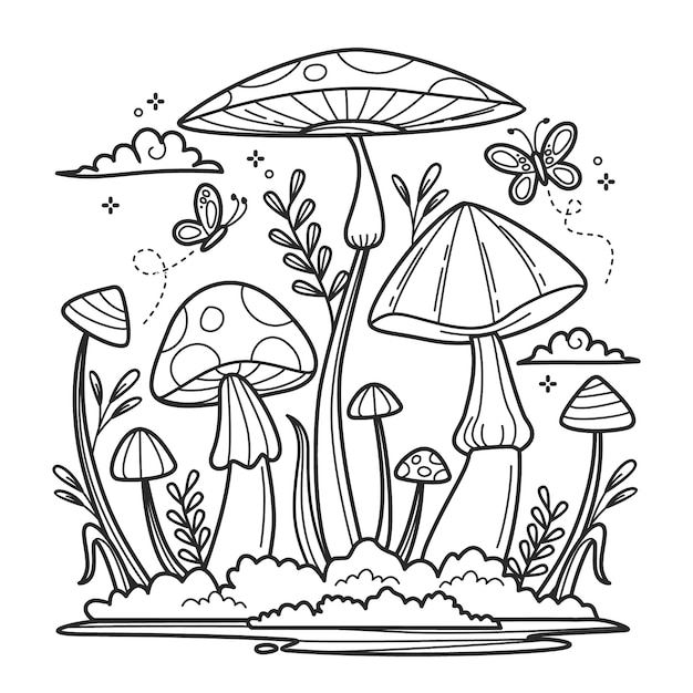 Free Vector hand drawn mushroom illustration