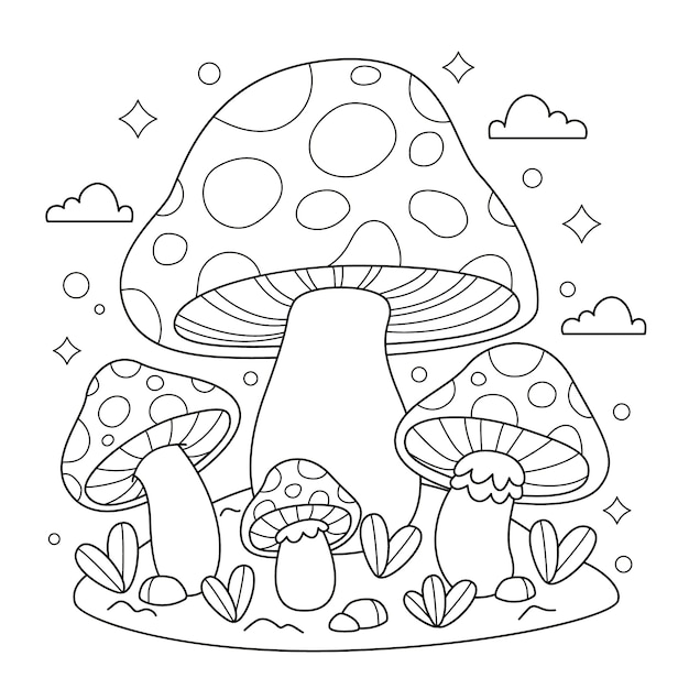 Hand drawn mushroom  illustration