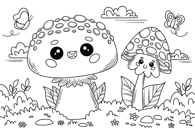 Hand drawn mushroom  illustration