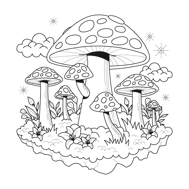 Free Vector hand drawn mushroom  illustration