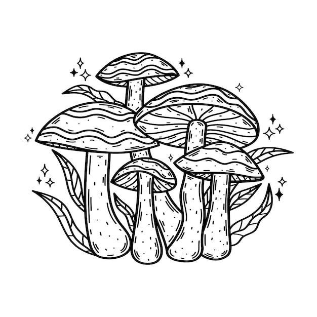 Free vector hand drawn mushroom outline illustration