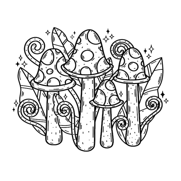 Free vector hand drawn mushroom outline illustration