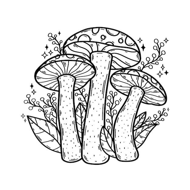 Free Vector hand drawn mushroom outline illustration