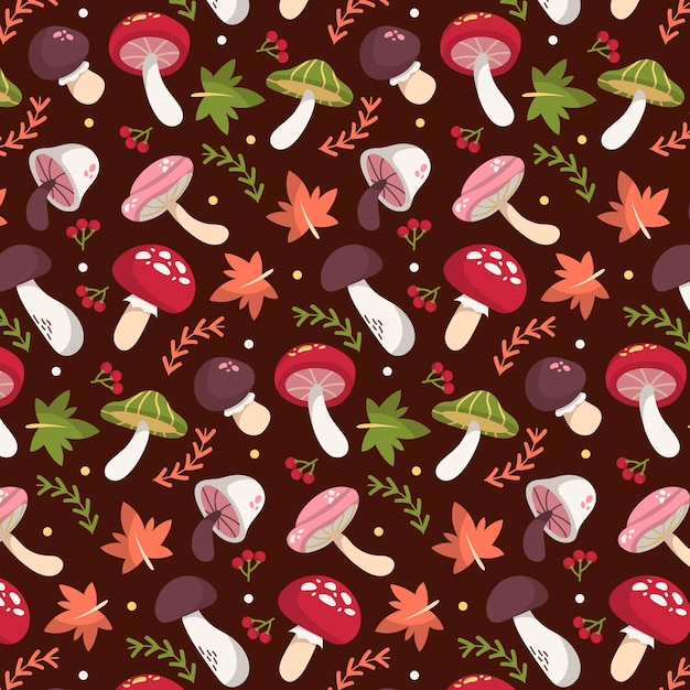 Hand drawn mushroom pattern