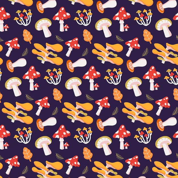 Free Vector hand drawn mushroom pattern