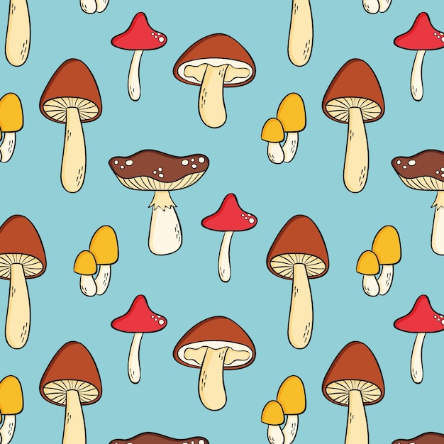 Hand drawn mushroom pattern