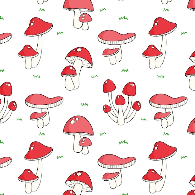 Hand drawn mushroom pattern