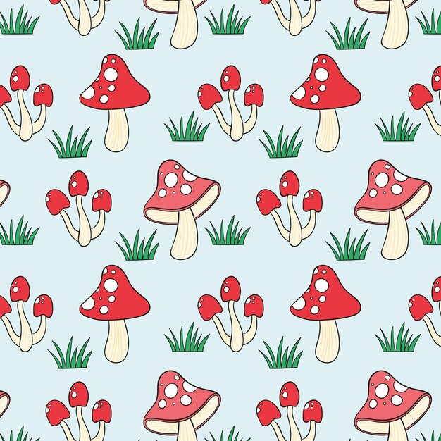 Hand drawn mushroom pattern