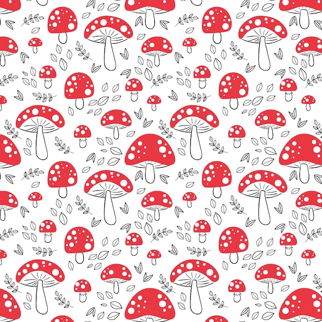 Hand drawn mushroom pattern