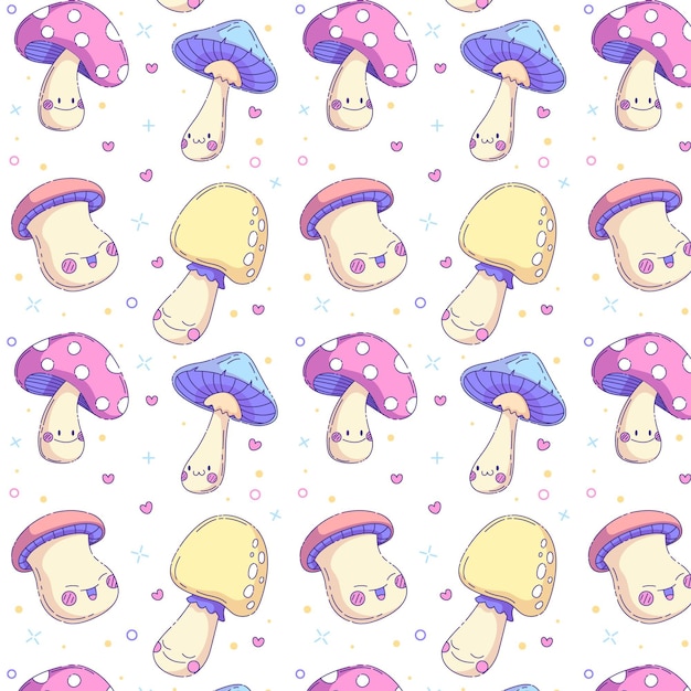 Free vector hand drawn mushroom pattern