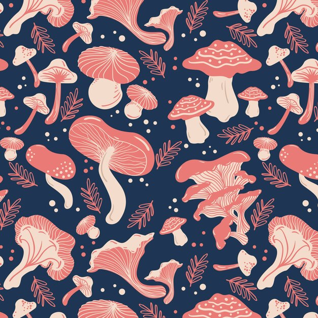 Hand drawn mushroom pattern