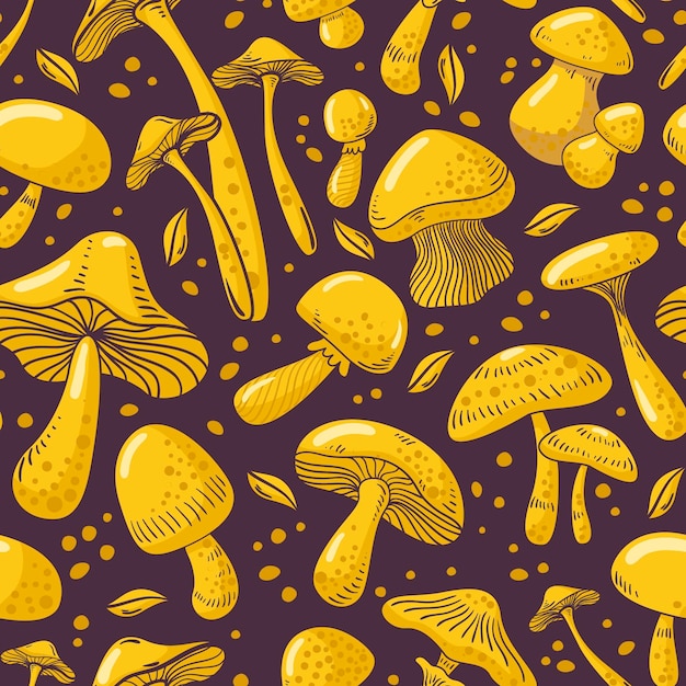 Free Vector hand drawn mushroom pattern