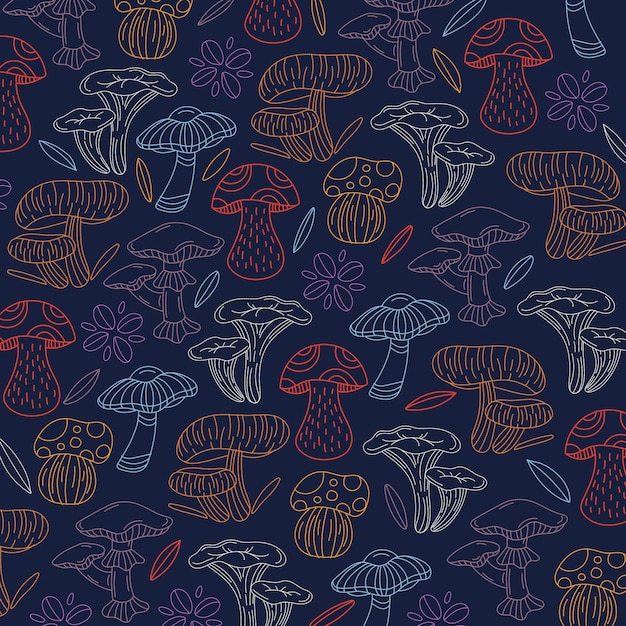 Free Vector hand drawn mushroom pattern