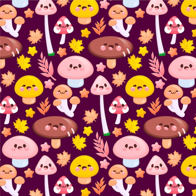 Free Vector hand drawn mushroom pattern