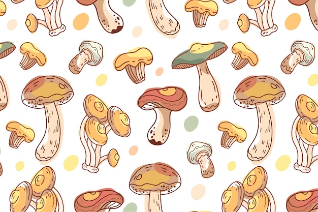 Hand drawn mushroom pattern