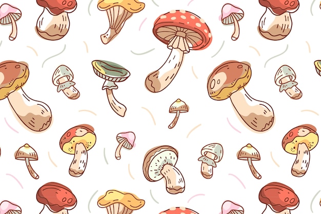 Hand drawn mushroom pattern