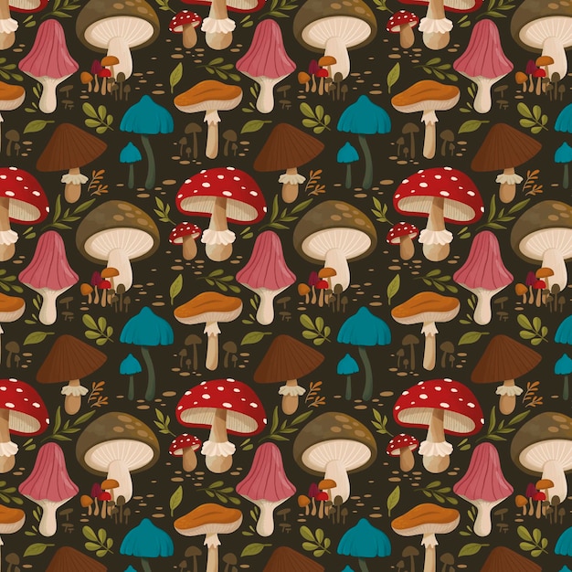 Hand drawn mushroom pattern