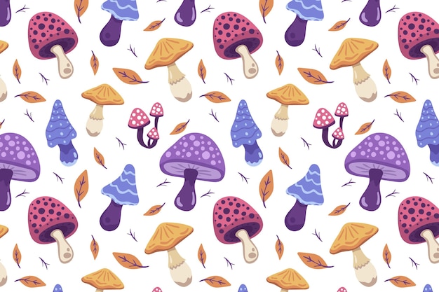 Free Vector hand drawn mushroom pattern