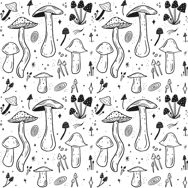 Free Vector hand drawn mushroom pattern