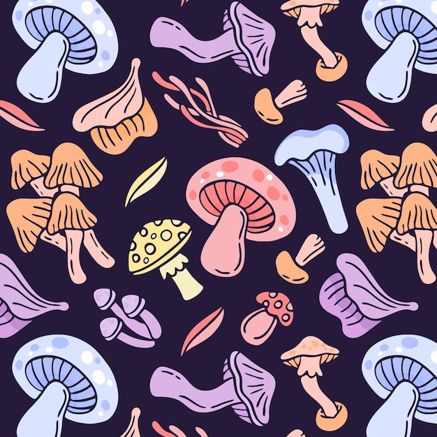 Free Vector hand drawn mushroom pattern