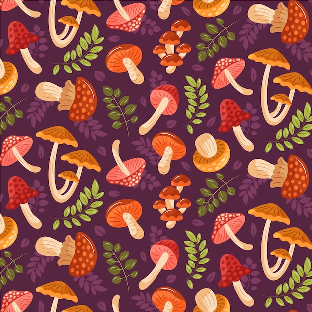 Free Vector hand drawn mushroom pattern