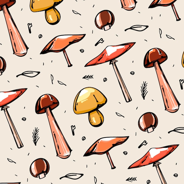 Free Vector hand drawn mushroom pattern