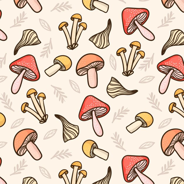 Hand drawn mushroom pattern