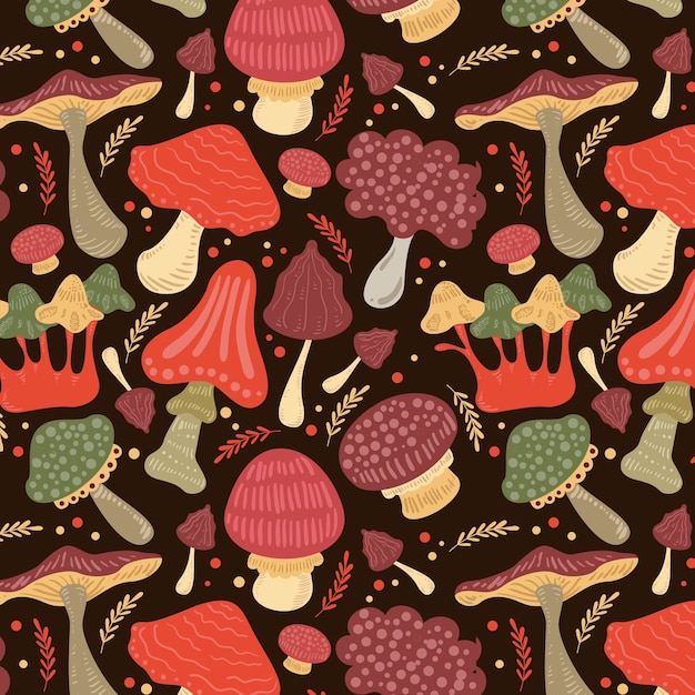 Hand drawn mushroom pattern