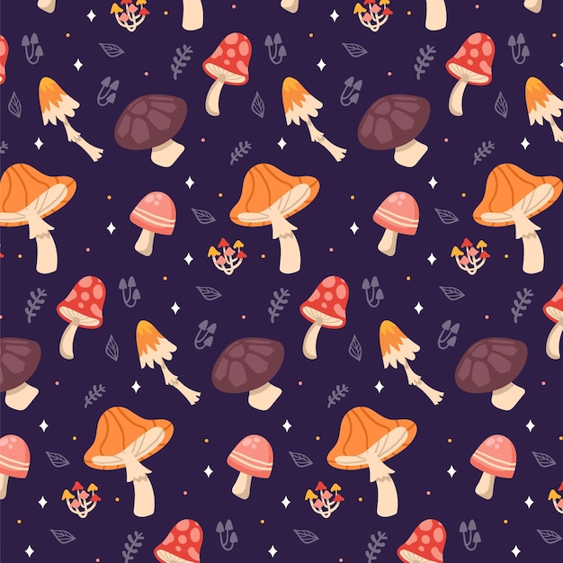 Hand drawn mushroom pattern