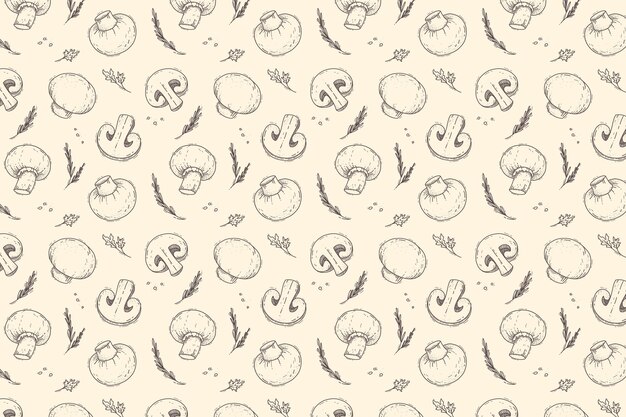 Hand drawn mushroom pattern