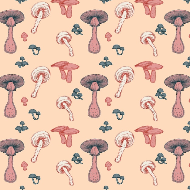 Free Vector hand drawn mushroom pattern