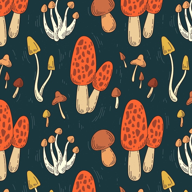 Hand drawn mushroom pattern