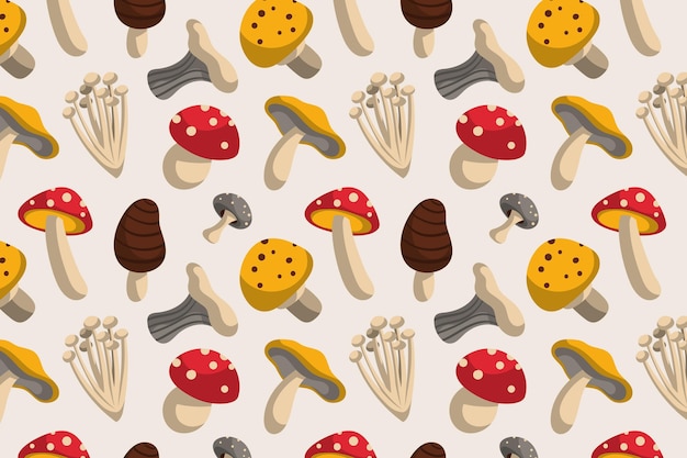 Free vector hand drawn mushroom pattern