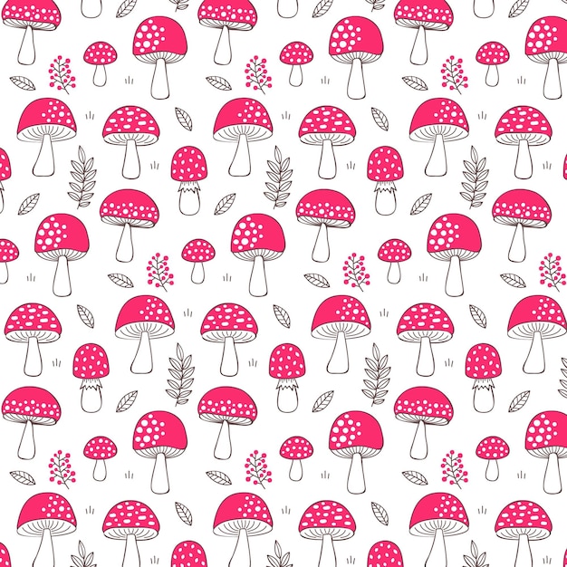 Hand drawn mushroom pattern