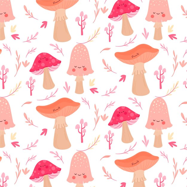 Hand drawn mushroom pattern