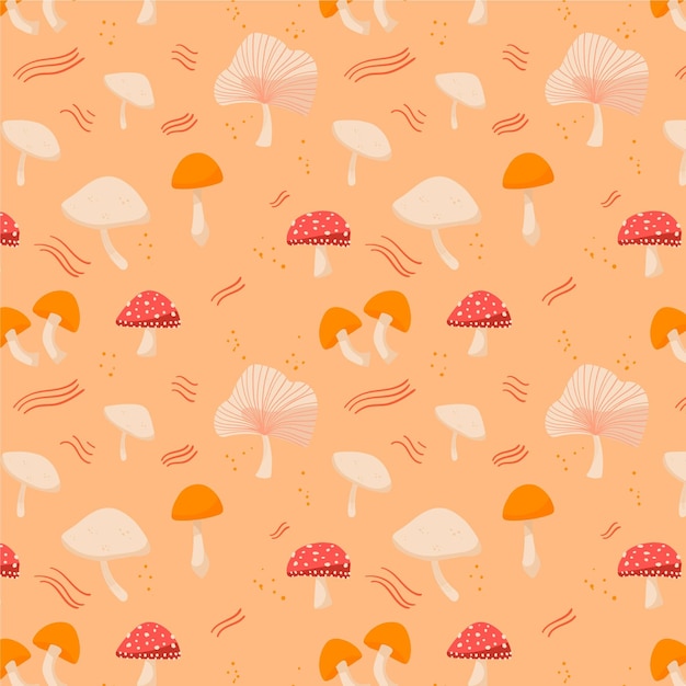 Free Vector hand drawn mushroom pattern