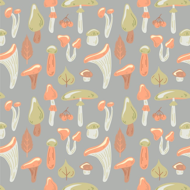 Free vector hand drawn mushroom pattern